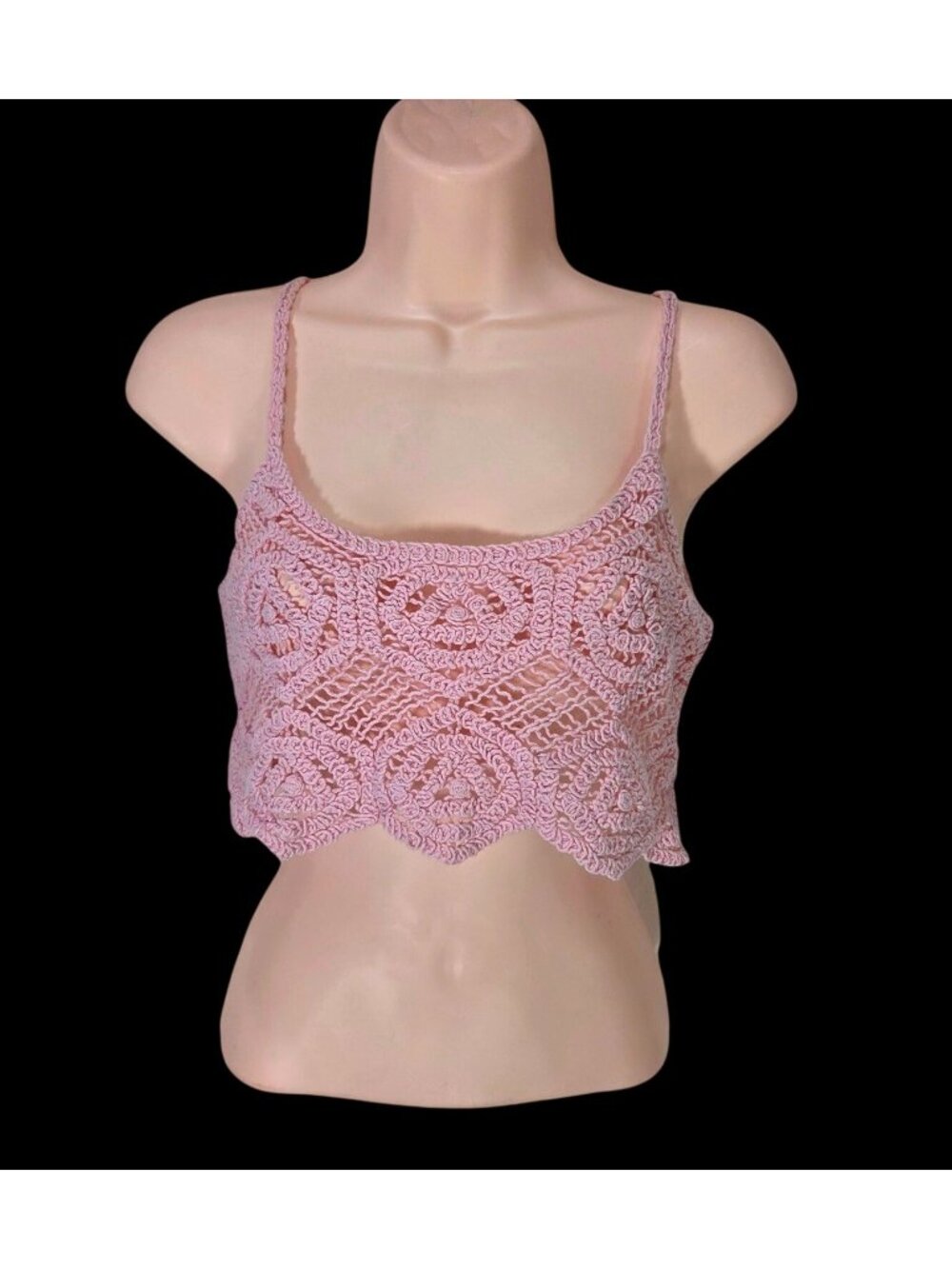 Crochet Knit Top S/M Y2K 90s Rave Boho Fairy Whimsical Indie Sleaze Western